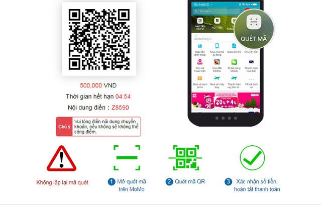 Quét mã QR thực hiện thao tác đơn giản