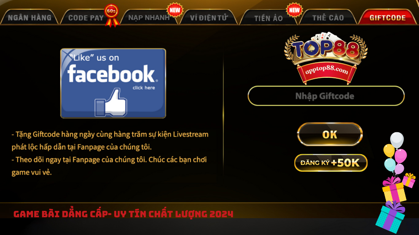 Giftcode Top88 – Cơ Hội Nhận Thưởng Cực Hấp Dẫn Cho Người Chơi
